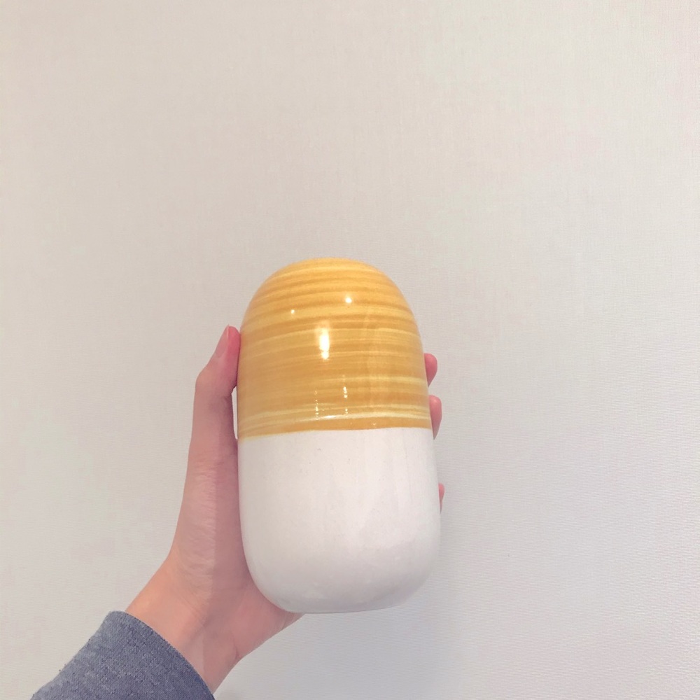Ikea Yellow and White Vase